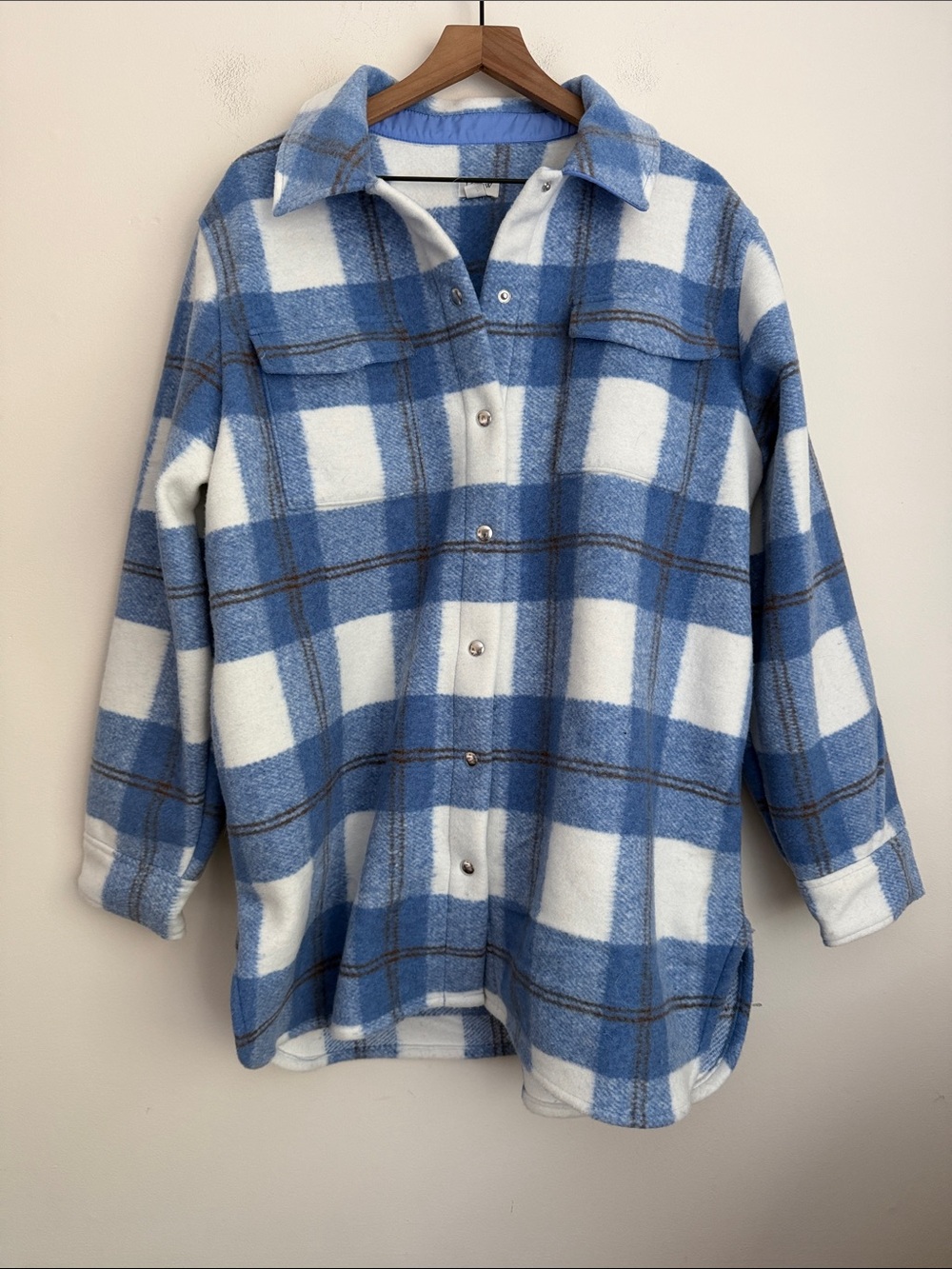 J crew blue plaid shacket XL NWT